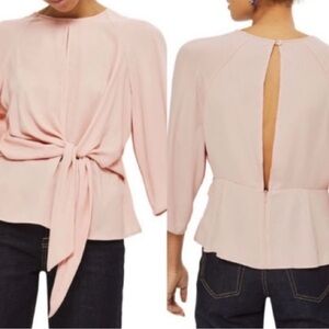Topshop Blush Pink Tie-Front Blouse